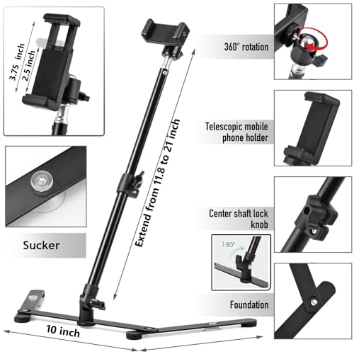 BROLAVIYA Overhead Video Mobile Metal Desktop Stand with 1/4" Male Adaptor for Camera,Gopro and Mobile Bracket for Online Teaching,Video,Desktop,Bedroom, Office - Image 4