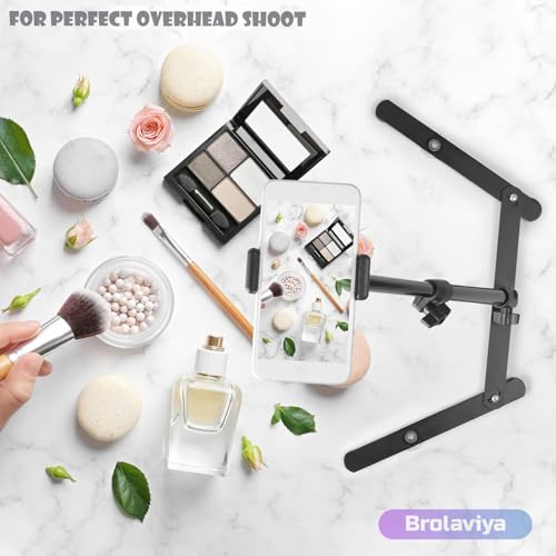 BROLAVIYA Overhead Video Mobile Metal Desktop Stand with 1/4" Male Adaptor for Camera,Gopro and Mobile Bracket for Online Teaching,Video,Desktop,Bedroom, Office - Image 5