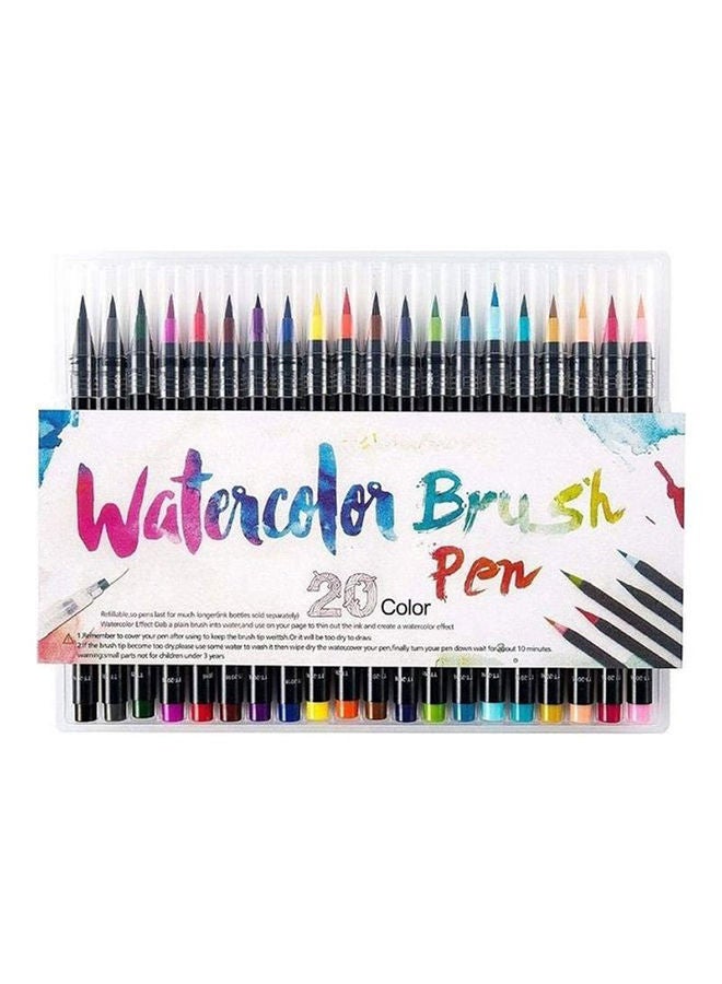 NIBEMINENT 20-Piece Sky-Touch Watercolor Brush Pen Set Multicolour
