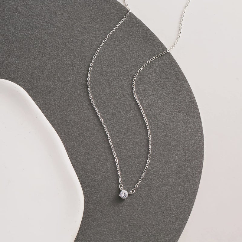 Tasiso Silver Necklaces for Women, Dainty Diamond Necklace 14k Silver Plated Prom Necklace Simple CZ Choker Necklaces for Women Trendy Everyday Jewelry Gifts - Image 5
