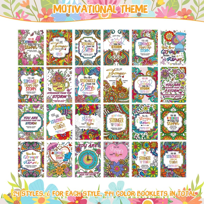 Liliful 144 Pcs Motivational Sayings Coloring Book Bulk for Adult DIY Art Stress Relief Drawing Book with Inspiring Patterns for Adults, Party Favors, Goodie Bag Filler and Holiday Gifts - Image 4