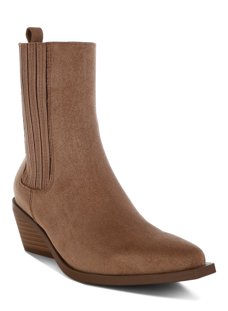 London Rag Women's High Ankle Microfiber Chelsea Boots in Beige - Image 2