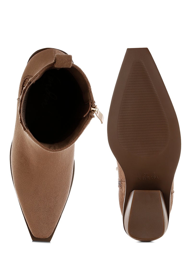 London Rag Women's High Ankle Microfiber Chelsea Boots in Beige - Image 4