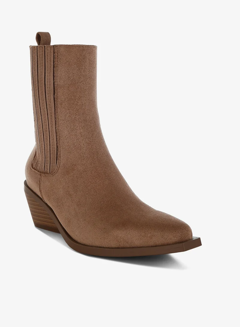 London Rag London Rag Women's High Ankle Microfiber Chelsea Boots in Beige