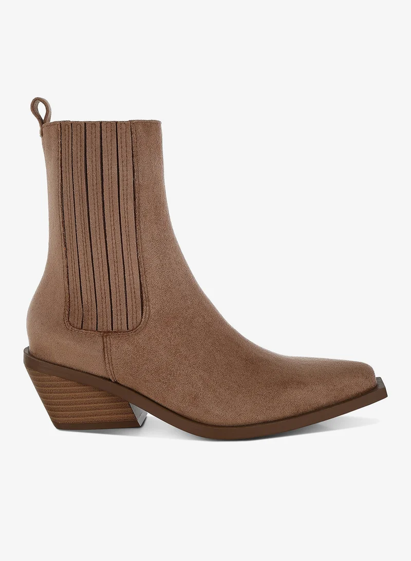 London Rag London Rag Women's High Ankle Microfiber Chelsea Boots in Beige