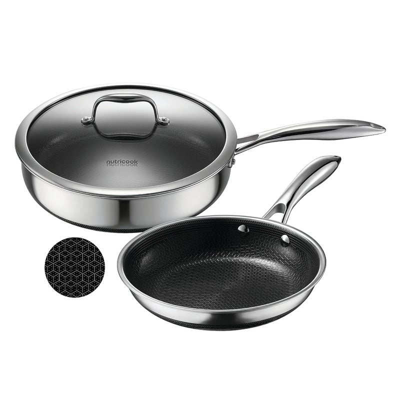 nutricook ETERNA 3PC PAN SET - 20CM FRYPAN, 28CM DEEP PAN WITH LID - Image 1