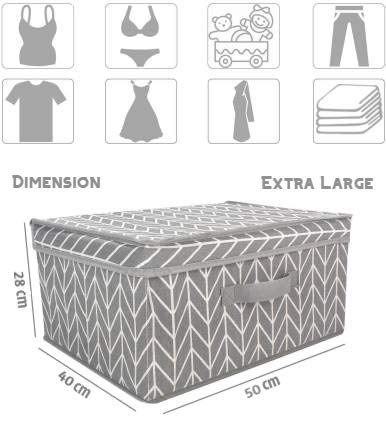 ASUVI Multipurpose Foldable Canvas Clothes Organiser Storage Box for Wardrobe with Lid and Handle Pack Of 2 - Image 5