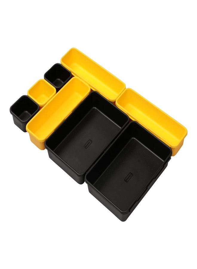 Cutting EDGE Interlocking Drawer Organizer Set of 8, Divider/Separator Plastic Trays for Flatware, Cutlery & Desk Storage for Household, Kitchen & Office (Black & Yellow) - Image 1