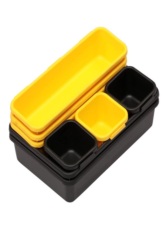 Cutting EDGE Interlocking Drawer Organizer Set of 8, Divider/Separator Plastic Trays for Flatware, Cutlery & Desk Storage for Household, Kitchen & Office (Black & Yellow) - Image 3