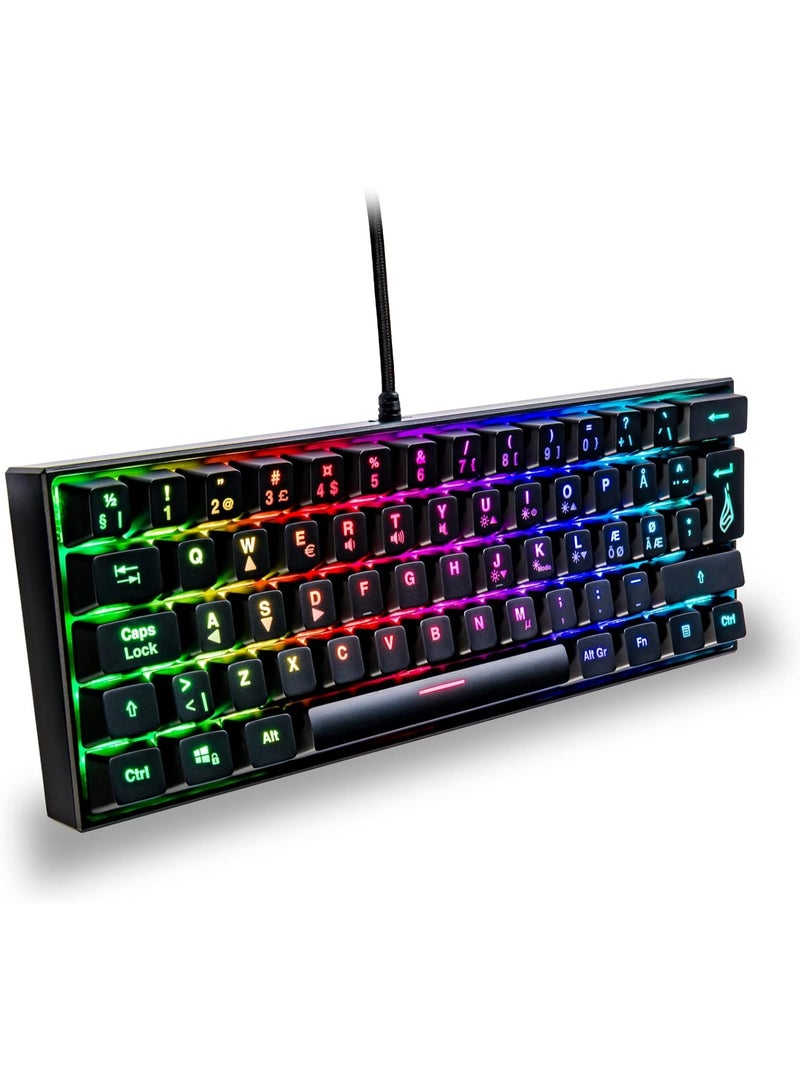 شور فاير لوحة مفاتيح الألعاب الميكانيكية SureFire Kingpin M1 60%، تصميم نورديك، لوحة مفاتيح ألعاب صغيرة الحجم وسهلة الحمل، مزودة بإضاءة RGB، ومفاتيح مضادة للظلال بنسبة 100%، وتصميم QWERTY إسكندنافي. - Image 1