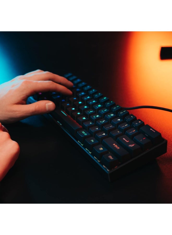 شور فاير لوحة مفاتيح الألعاب الميكانيكية SureFire Kingpin M1 60%، تصميم نورديك، لوحة مفاتيح ألعاب صغيرة الحجم وسهلة الحمل، مزودة بإضاءة RGB، ومفاتيح مضادة للظلال بنسبة 100%، وتصميم QWERTY إسكندنافي. - Image 3