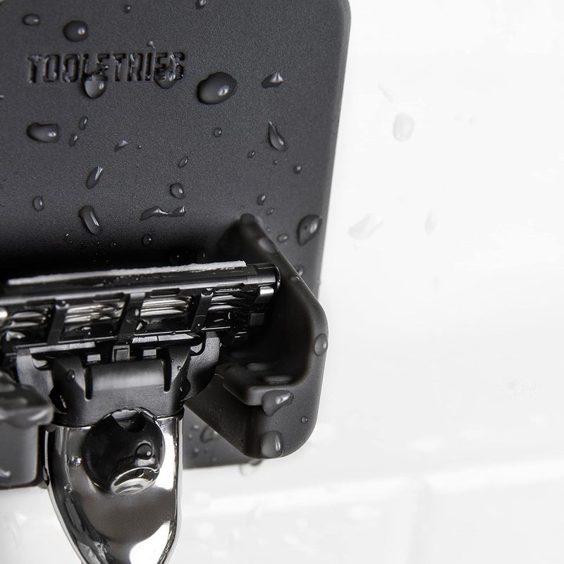 TOOLETRIES The Mason Razor Holder - Secure & Safe, Silicone Toiletry Organizer, Shower & Bathroom Accessory - Features Silicone-Grip Technology, Removable & Reusable - Charcoal - Image 5