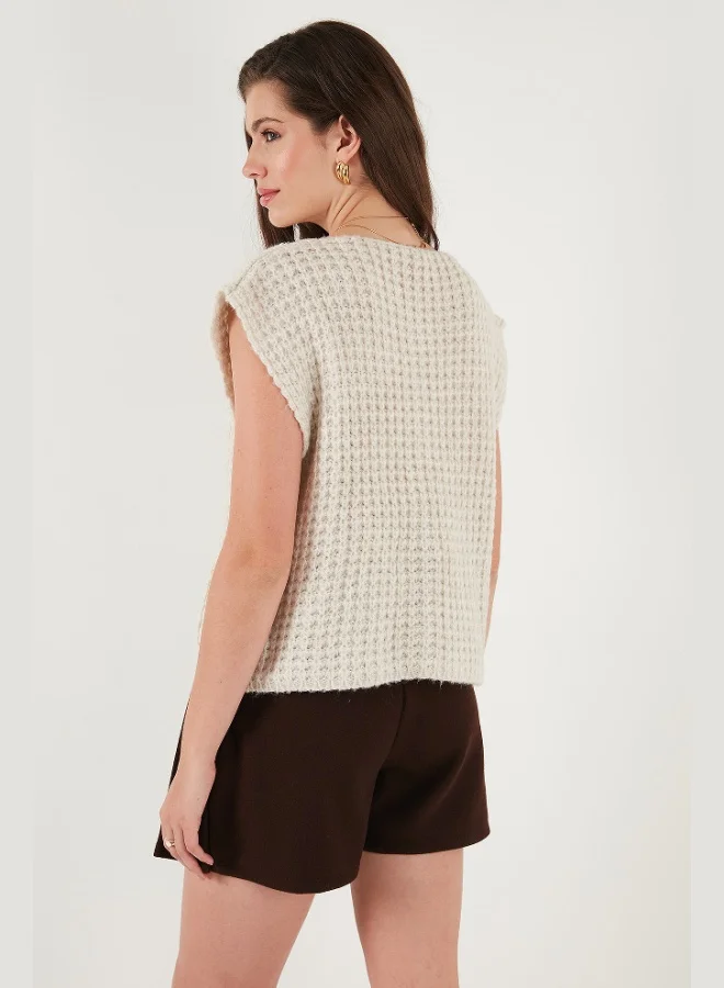 Lela  Lela Premium Oversize Fit Crew Neck Buttoned Knit Vest Women's VEST 680YL1416 for Women | Best Price UAE