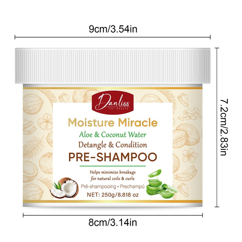 Danliss Aloe Vera Coconut Water Pre-Shampoo Treatment Mask 250g - Smooths Curly Hair and Prevents Breakage - Image 5