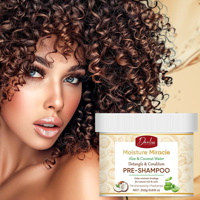 Danliss Aloe Vera Coconut Water Pre-Shampoo Treatment Mask 250g - Smooths Curly Hair and Prevents Breakage - Image 1