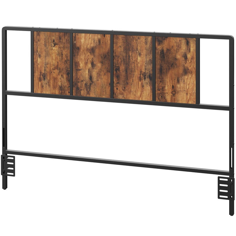 MAHANCRIS Queen Size Headboard Only, Metal Headboard with Adapters, Minimalist Industrial Style for Queen Size Beds, Rustic Brown and Black - Image 1