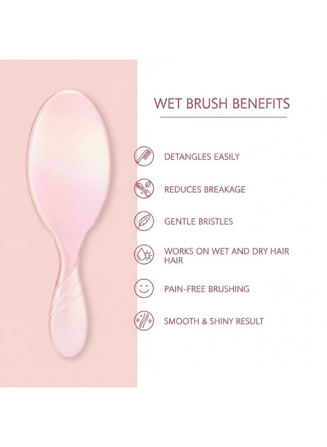 Wet Brush Pro Detangler – IntelliFlex Bristles Hairbrush for Wet & Dry Hair - Pearlescent Pink - Image 3