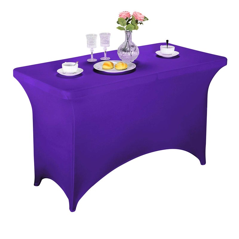 LZY Spandex Fitted Stretch Table Cover for 4ft or 6ft or 8ft Folding Table  Rectangular Cocktail Tablecloth  Perfect for Party or Banquet - Image 1