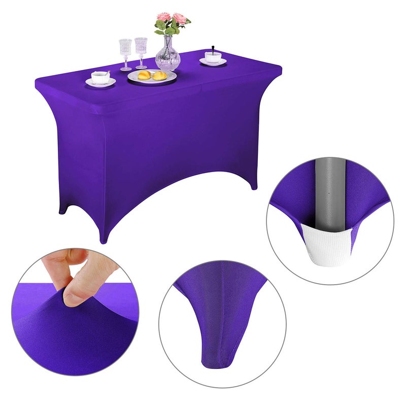 LZY Spandex Fitted Stretch Table Cover for 4ft or 6ft or 8ft Folding Table  Rectangular Cocktail Tablecloth  Perfect for Party or Banquet - Image 3