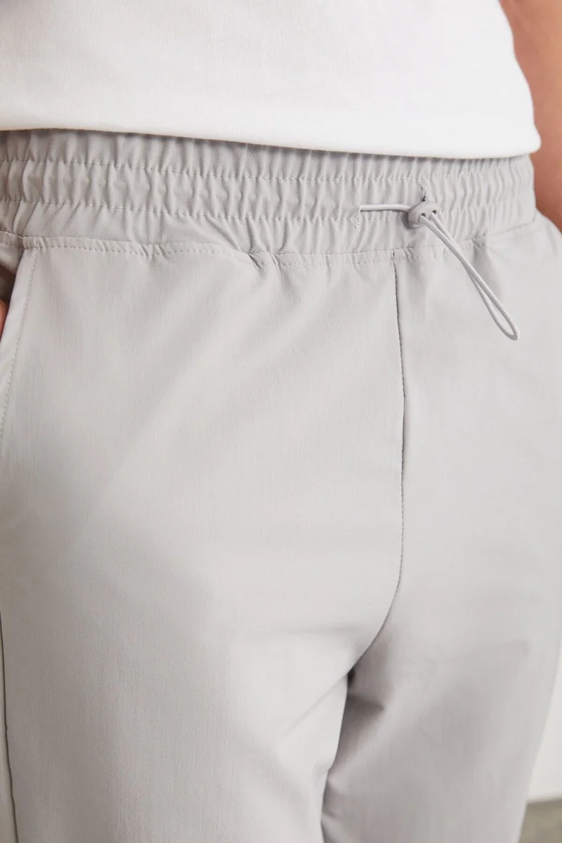 GRIMELANGE Crıstıan Men's Technical Fabric Gray Sweatpants with Elastic Waist and Stopper Detail
