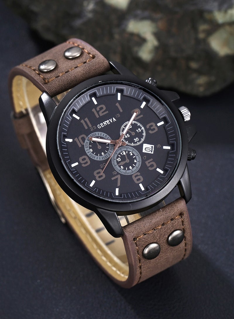 Luxury gentleman elegant men's watch set, fashionable hand with perfume, bracelet and belt, gift box packaging with greeting cards, suitable for giving him the perfect holiday birthday gift - Image 3