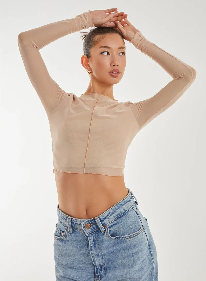 Pink Vanilla Mesh Bodycon Crop Top