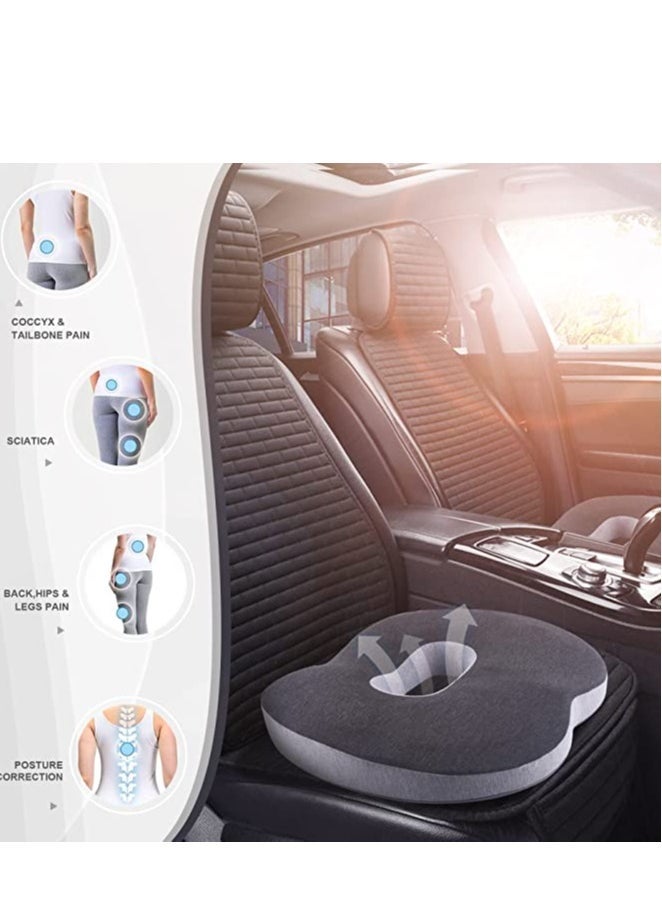Seat Cushion 3D Full Wrap Office Chairs Cushions Ergonomic Design Cushion Coccyx Sciatica Postpartum Pain Relief Memory Foam Cushion Grey - Image 3