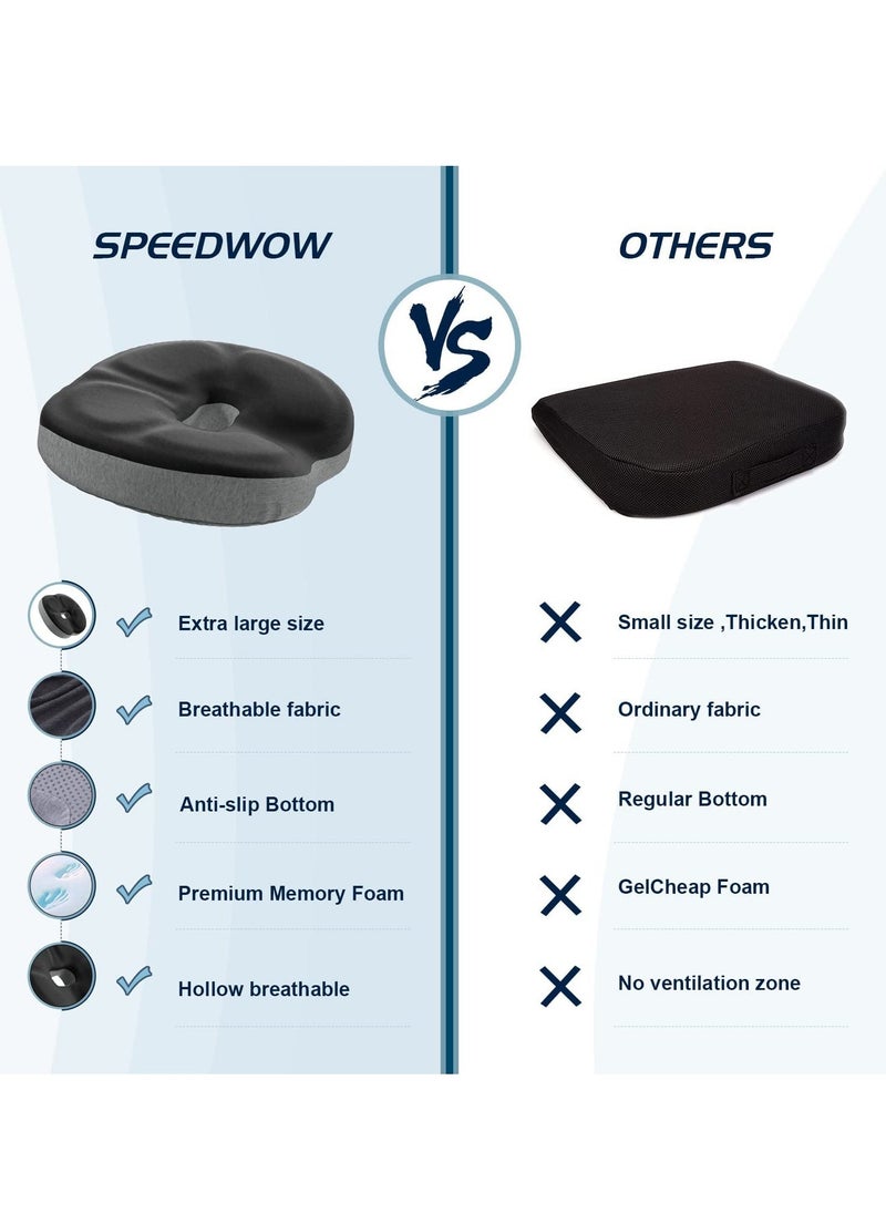 Seat Cushion 3D Full Wrap Office Chairs Cushions Ergonomic Design Cushion Coccyx Sciatica Postpartum Pain Relief Memory Foam Cushion Grey - Image 2