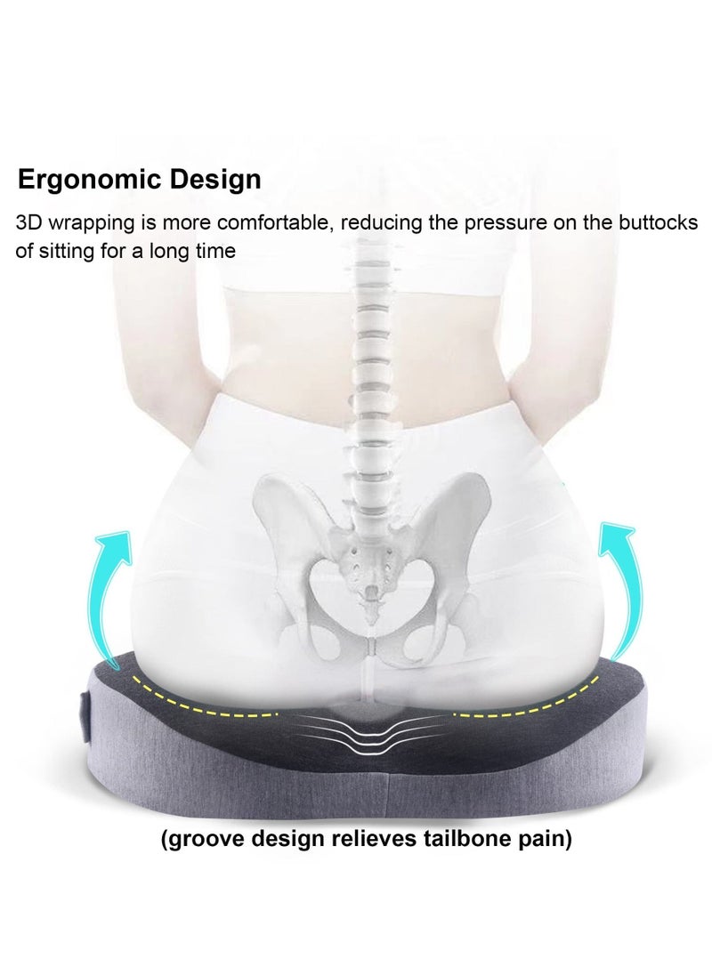 Seat Cushion 3D Full Wrap Office Chairs Cushions Ergonomic Design Cushion Coccyx Sciatica Postpartum Pain Relief Memory Foam Cushion Grey - Image 1