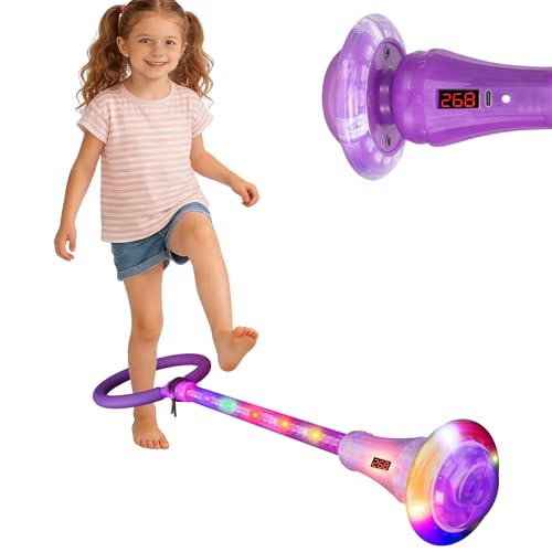 Mfcir Rechargeable Skip Ball for KidsAnkle Flashing Jump Toy Purple with LED Lights and Digital Counter Girls Women Birthday for Age 5 6 7 8 9 10 11 12Indoor Outdoor Outside Sports Games - Image 1