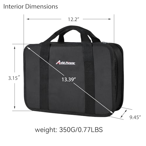 AVID POWER Tool Bag, 12 Inch Tool Storage Carrying Case, Suitable for Cordless Drill, Tire Inflator, Impact Wrench, Soft Canvas Power Tool Pouch with Mesh Dividers & Double Zipper - Image 2