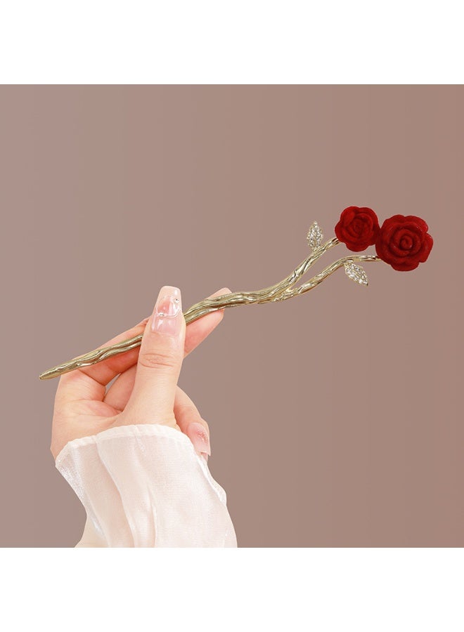 New Chinese Style Vintage Hairpin with Flower or Butterfly Design, Elegant and Simple Hair Accessory for Hanfu Updo