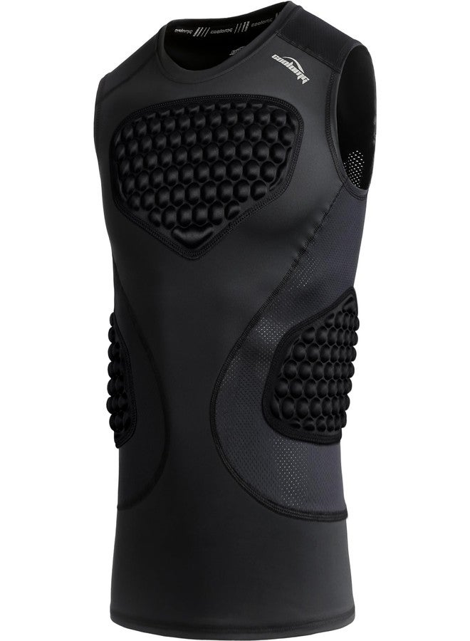 COOLOMG Adult Mens Football Padded Shirt Chest Rib Protector - Image 1