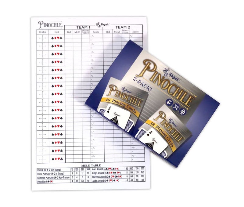 Regal Games Pinochle Playing Cards 2 Pack - Adult Card Game Set with Score Sheets & 2 Deck of Pinochle Cards - Family Fun Game Night - Ideal for 2-4 Person - Image 2