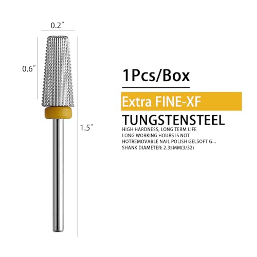 ERUIKA Nail Carbide 5 in 1 Nail Drill Bit,Two Way Use for Left and Right Handed, Drill Machine Accessory,Acrylic or Hard Gel Remover (XF) - Image 4