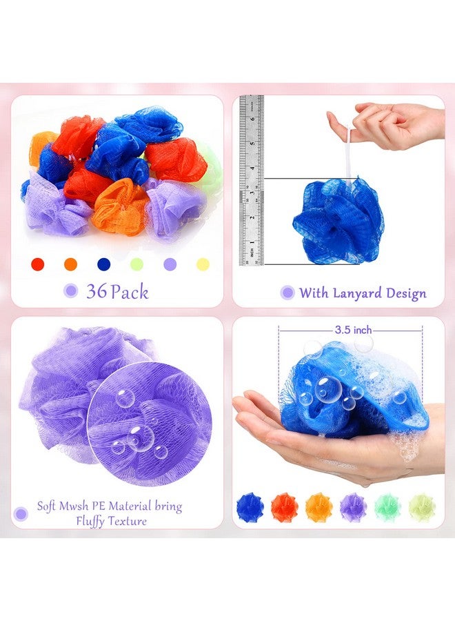 Raiten Small Bath Or Shower Sponge Assorted Colors Loofahs Exfoliating Mesh Loofah Sponge Mini Travel Shower Puff Colorful Bath Pouf Body Wash Multi Color Bath Scrubber For Kids Women Baby(36 Pack) - Image 2