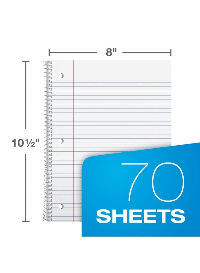 Oxford Oxford Spiral Notebook 18 Pack, Bulk College Ruled Spiral Notebooks for School, 1 Subject, College Ruled Paper, 8 x 10-1/2 Inches, 3-Hole Punch, Assorted Colors, 70 Sheets (65206) - Image 2