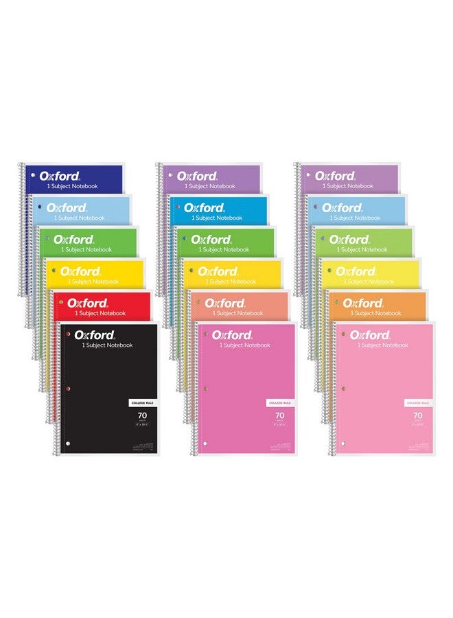 Oxford Oxford Spiral Notebook 18 Pack, Bulk College Ruled Spiral Notebooks for School, 1 Subject, College Ruled Paper, 8 x 10-1/2 Inches, 3-Hole Punch, Assorted Colors, 70 Sheets (65206) - Image 1