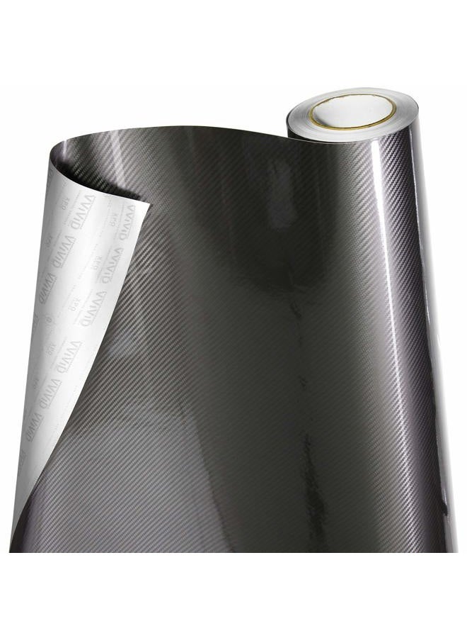 5D High Gloss Grey Epoxy Carbon Fiber Automotive Vinyl Wrap Film Roll (3 Foot by 5 Foot)