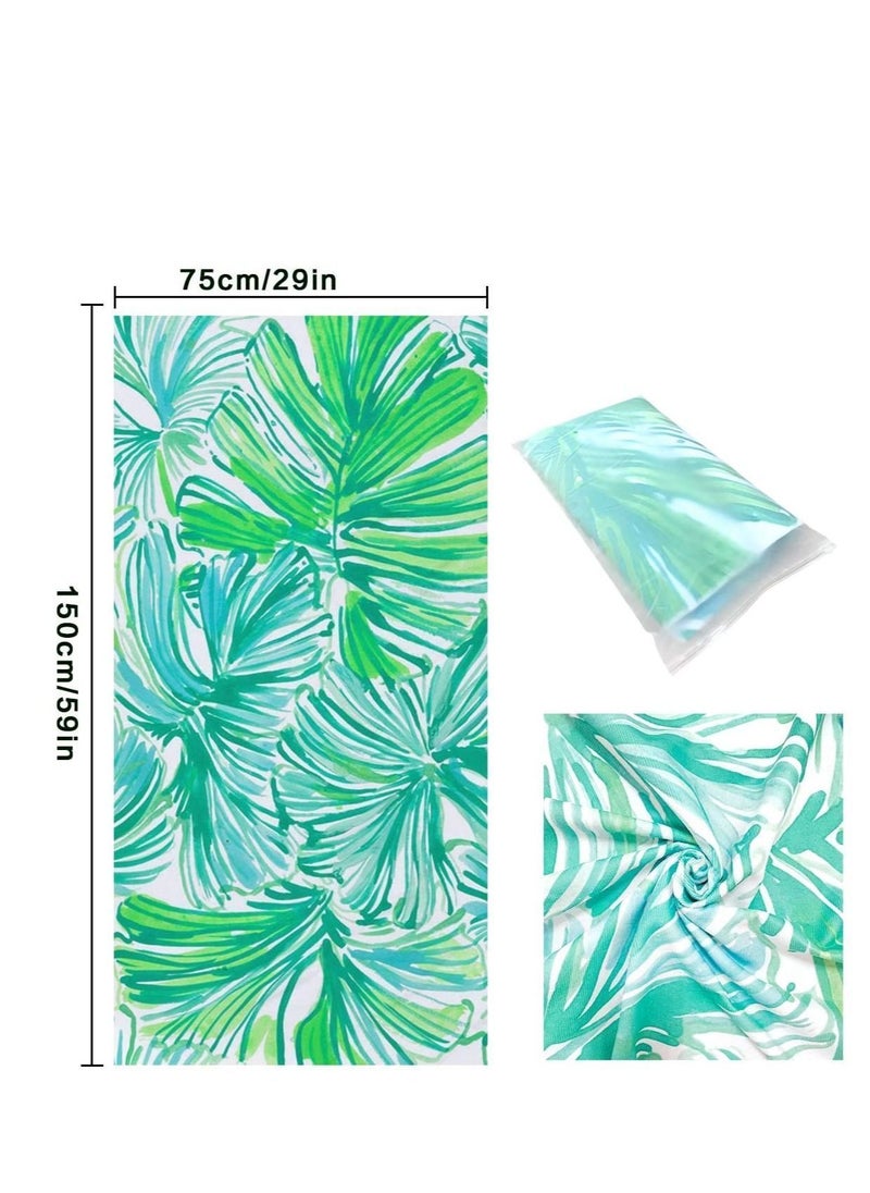 Y&D Microfiber Sand Free Beach Towel Quick Fast Dry Super Absorbent Oversized Lightweight Big Large Towels Blanket Green Leaf Cool Swim for Travel Pool Swimming Bath Camping Adult Women Men  - Image 2