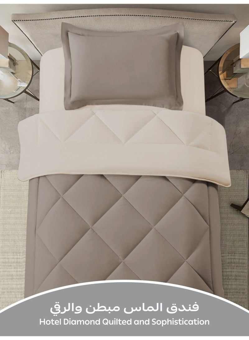 دوناتيلا طقم لحاف مطبوع قابل للاستخدام على الوجهين لجميع الفصول من دوناتيلا، اغطية سرير مقاس مفرد بتصميم مطبوع لسرير مزدوج بحشوة فائقة النعومة، 2 قطع (طقم لحاف سرير فندقي) - Image 3