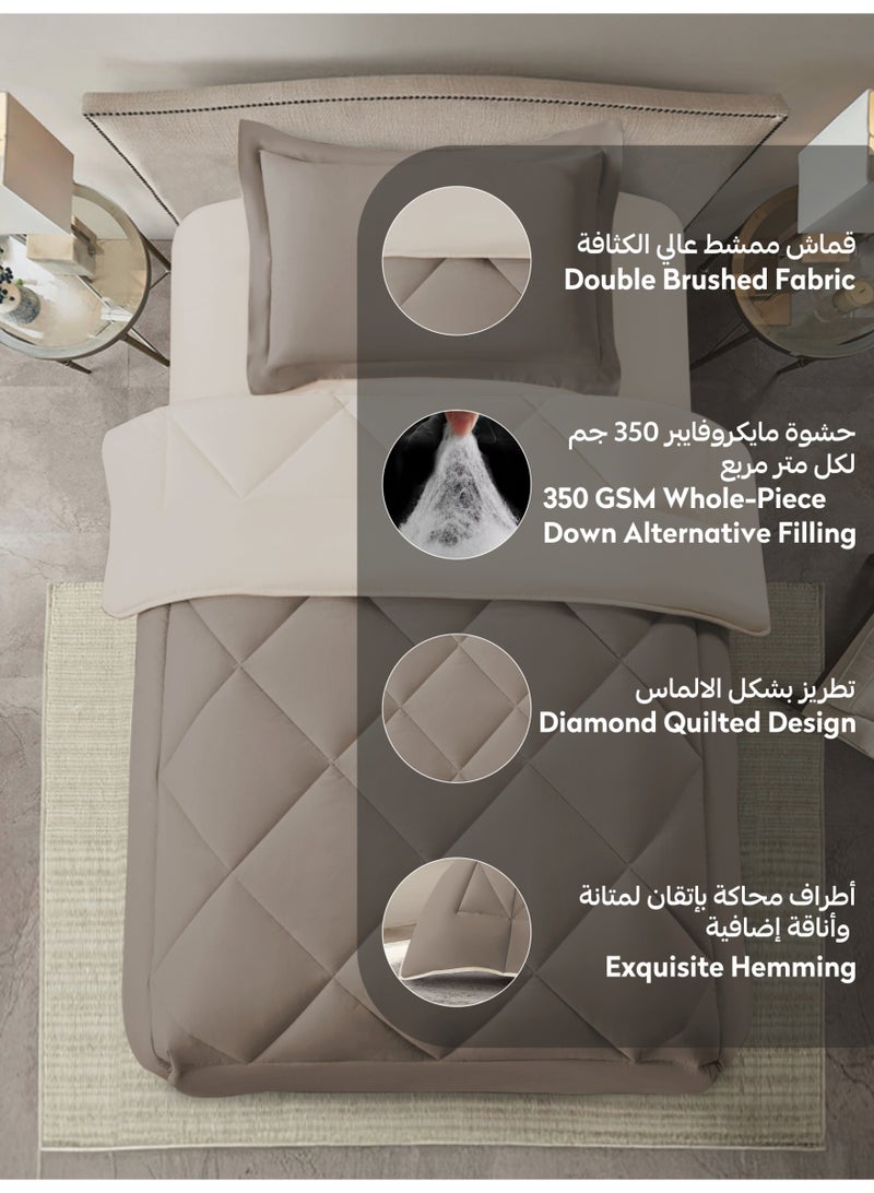 دوناتيلا طقم لحاف مطبوع قابل للاستخدام على الوجهين لجميع الفصول من دوناتيلا، اغطية سرير مقاس مفرد بتصميم مطبوع لسرير مزدوج بحشوة فائقة النعومة، 2 قطع (طقم لحاف سرير فندقي) - Image 5