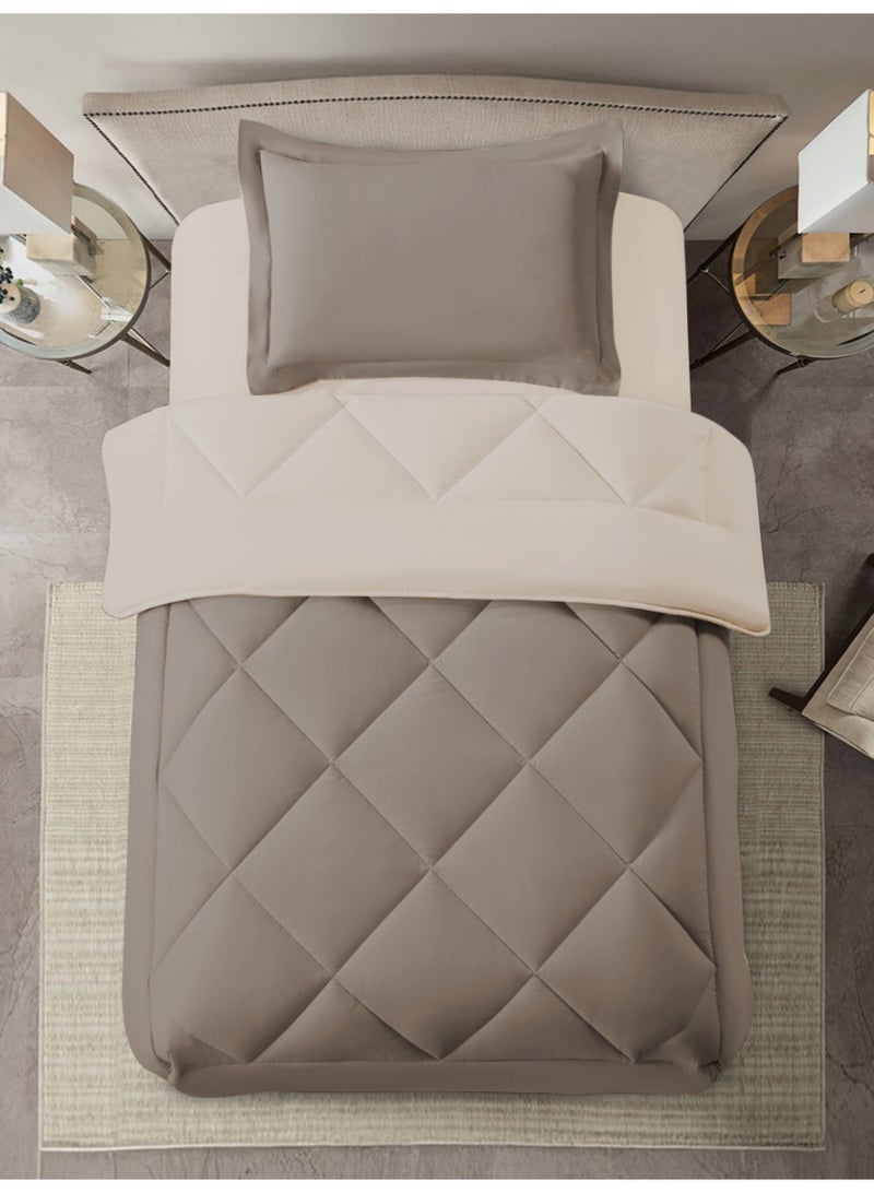 دوناتيلا طقم لحاف مطبوع قابل للاستخدام على الوجهين لجميع الفصول من دوناتيلا، اغطية سرير مقاس مفرد بتصميم مطبوع لسرير مزدوج بحشوة فائقة النعومة، 2 قطع (طقم لحاف سرير فندقي) - Image 1