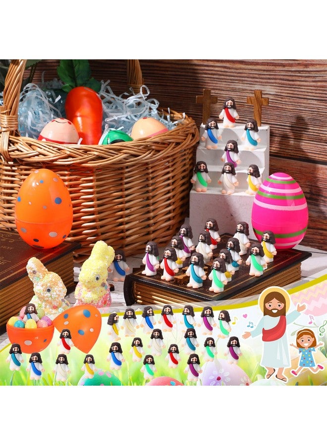 بيميمو 100 قطعة من ألعاب يسوع بتصميم أصلي، تمثال صغير مطاطي ليسوع لإخفاء والبحث عن هدايا الحفلات الدينية، هدايا مدرسة الأحد، هدايا المعمودية لعيد الفصح (متعدد الألوان) - Image 3