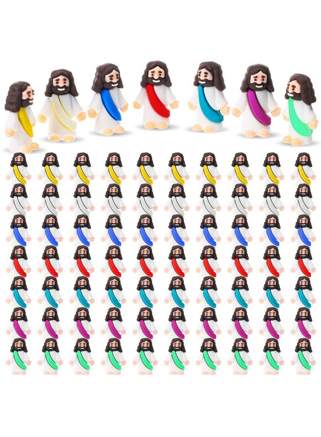 بيميمو 100 قطعة من ألعاب يسوع بتصميم أصلي، تمثال صغير مطاطي ليسوع لإخفاء والبحث عن هدايا الحفلات الدينية، هدايا مدرسة الأحد، هدايا المعمودية لعيد الفصح (متعدد الألوان) - Image 1