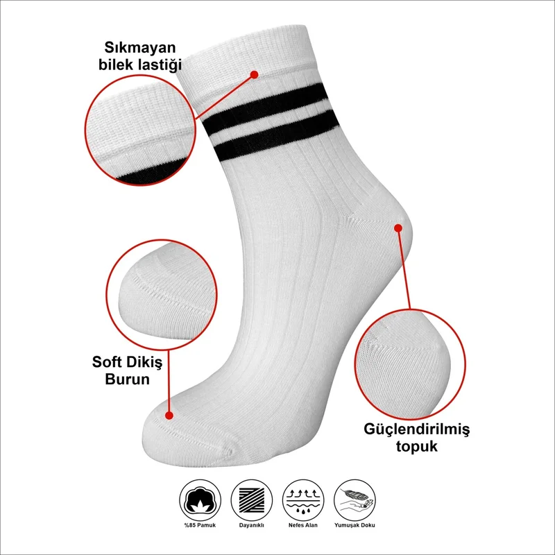Sweex Soft Textured Striped Lycra High Quality Women's Socks Pack of 6