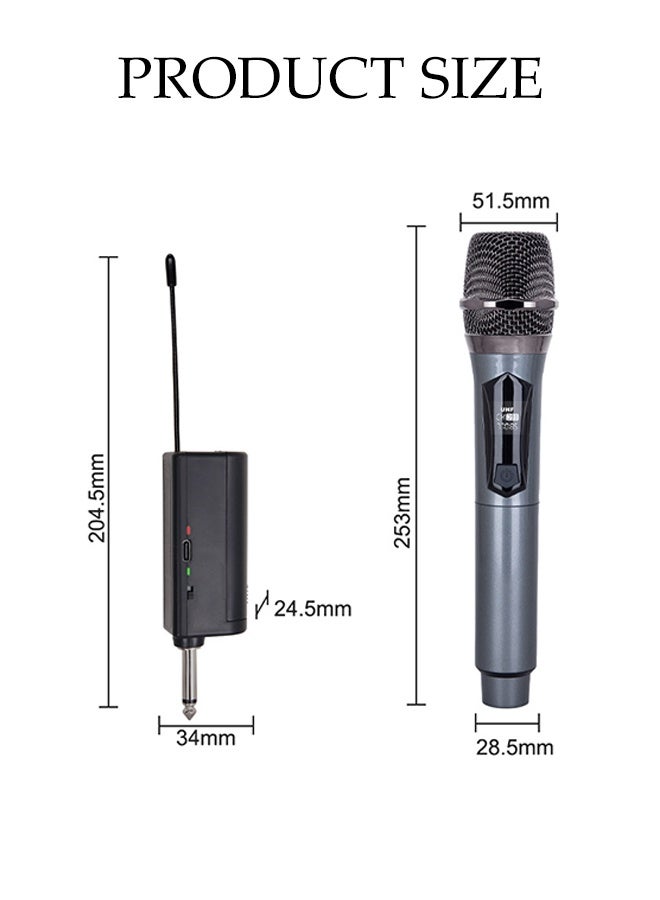 DUNISO Wireless Microphone Set,Universal Dual Portable Handheld Dynamic Karaoke Mic,Over 90 DB  Cordless Microphone with Rechargeable Receiver,Plug and Play,Shockproof and Durable,for Singing, Karaoke, Speech, Wedding, Church,160 ft Range - Image 2