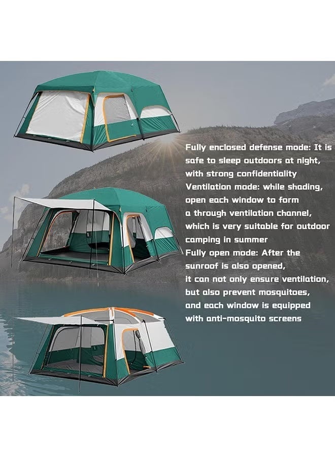 Jourvent Large Family Standing Upright Camping Tent 8-12 Persons Multi-Room Waterproof Tent with Screened Porch - Glamping Tent for Outdoor Camping & Family Vacation - Image 4