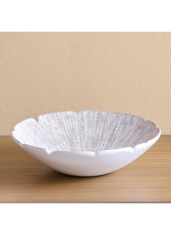 DANUBE HOME Danube Home Ava Polyresin 2-Tone Texture Platter - 31X31X8.5 Cm Elegant White Decorative Bowl & Tray For Home Perfect For Serving & Centerpiece Display Decorative Home Accessories  - Image 1