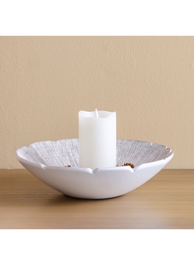 DANUBE HOME Danube Home Ava Polyresin 2-Tone Texture Platter - 31X31X8.5 Cm Elegant White Decorative Bowl & Tray For Home Perfect For Serving & Centerpiece Display Decorative Home Accessories  - Image 3
